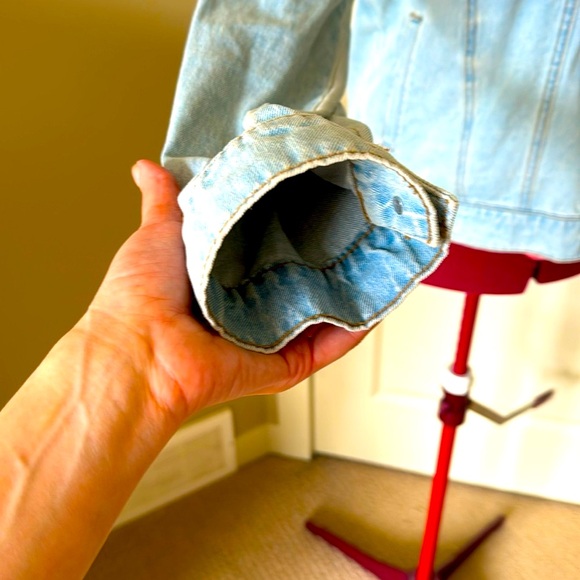 Denim jacket decorated with pearls. Size L women. - Picture 6 of 8